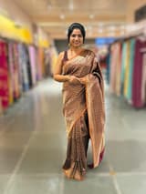 Brown Banarasi Tanchoi Silk Saree
