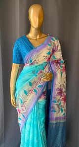 Pure silk Saree with hand paint