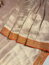 Lilacish pink & Orange Combo Banarasi Tissue Brocade saree SS50219