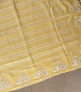 Pastel Yellow Designer Silk kota saree with elephant embroidered border SS50266