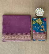 Purple kora Muslin Tissue fusion saree SS50206