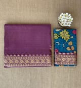 Purple kora Muslin Tissue fusion saree SS50206