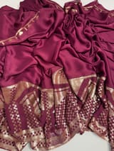 Wine pure Satin Saree with designer sequence border and blouse SS5035