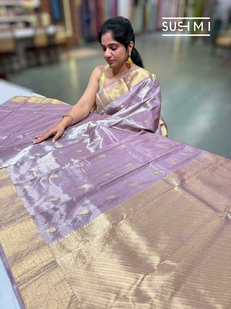 Mauve Kanjeevaram Tissue Saree