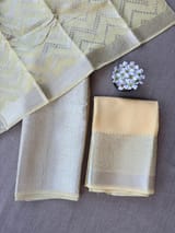 Besan Yellow Banarasi Mul Silk Brocade 3-pc Sharara Suit set : SS62J17