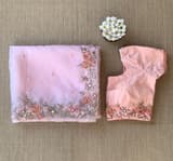 Baby Pink Organza Saree with handwork