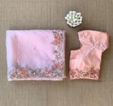 Baby Pink Organza Saree with handwork