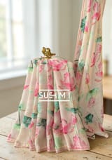 Pure lenin saree with statement Pichwai Print