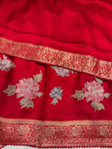 Chilli Red Mashru Banaras with embroidery SS5015