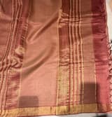 Rust Tussar Brocade Saree With Statement Red Rose Embroidery. SS50470
