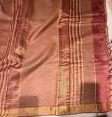 Rust Tussar Brocade Saree With Statement Red Rose Embroidery. SS50470
