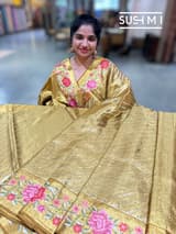Molten Gold Kanjeevaram Tissue Sareewith petite point embroidery : S62F088