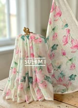 Pure lenin saree with statement Pichwai Print