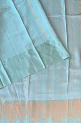 Pastel Blue Poona Silk Saree with heavy weaving open Mashru border