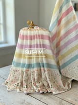 Stripe printed lenin with embroidered skirt border