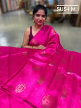 Fuschia Pink Banarasi Handloom Dupion Rawsilk Saree : S62F105