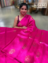 Fuschia Pink Banarasi Handloom Dupion Rawsilk Saree : S62F105