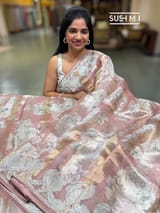 Printed Organza Tissue stripes saree with embroidery