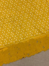 Mustard Cambodian–inspired Ikkat Silk Saree with cutwork Rose Border SS50345