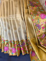 Gold Kanjeevaram Tissue Sareewith petite point embroidery : S62F086
