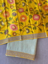 Mint & Yellow Combo Banarasi Tissue Brocade saree SS50218