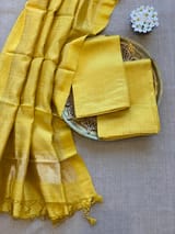 Mustard  Banarasi Handloom Chiniya Silk 3-pc Suit Set SS50589