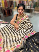 Chanderi Tissue Saree with petite point emb