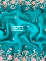 Peacock Green Pure Organza heavy handwork saree
