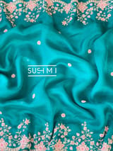 Peacock Green Pure Organza heavy handwork saree
