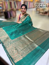 Bottle Green Banarasi Handloom Dupion Rawsilk Saree : S62F111