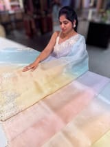 Ombre dyed Pure Organza Saree with parsi gara embroidery SS50282