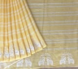 Pastel Yellow Designer Silk kota saree with elephant embroidered border SS50266