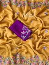 Mango Yellow Mul Tissue stripes saree DSCL041