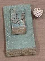 Mint Georgette Sequence saree with sabhyasachi borders and printed blouse SS50513