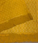 Mustard Cambodian–inspired Ikkat Silk Saree with cutwork Rose Border SS50345