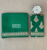 Emerald Green Organza Saree with sabhyasachi borders S62117