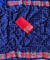 Mysore Silk Saree with petitepoint embroidery S62109