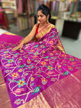 Majenta Kanjeevaram soft silk with embroidery