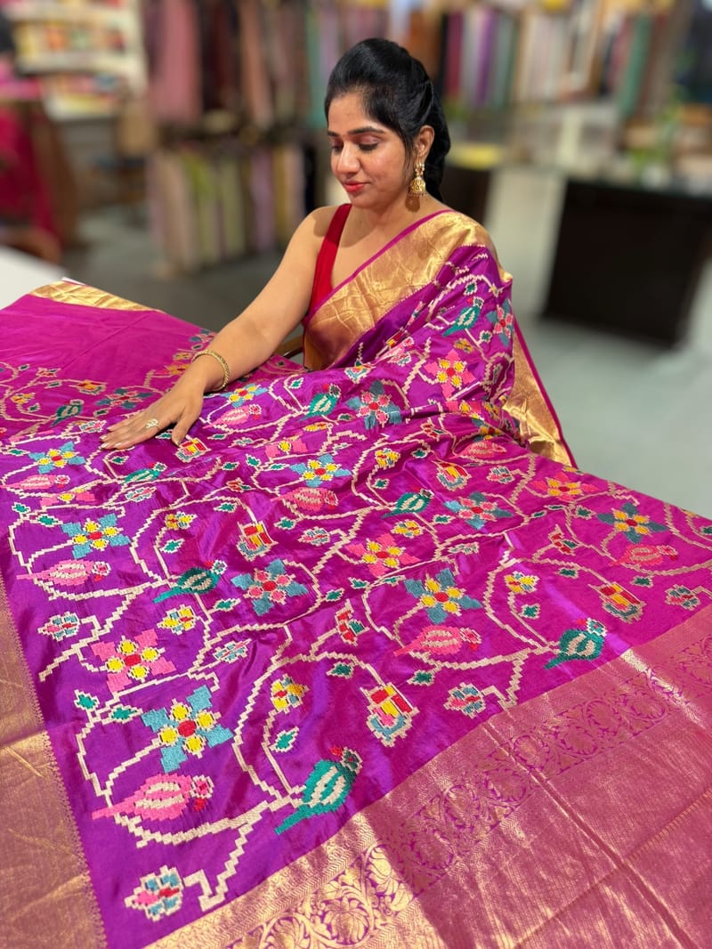 Majenta Kanjeevaram soft silk with embroidery