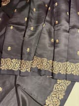 Black Poona Silk Saree with Mashru Open Borders