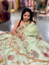 Sea Green Pure Organza Applique Work Saree SS50609