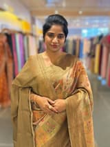Olive Printed Banarasi Tussar