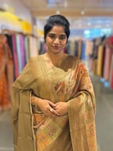 Olive Printed Banarasi Tussar
