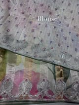 Printed Organza Tissue stripes saree with embroidery