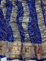 Royal Blue bandhej saree with embroidery : S62F203