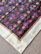 Brown Pure tussar with patola inspired embroidery: S62F194