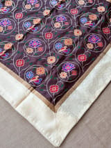 Brown Pure tussar with patola inspired embroidery: S62F194
