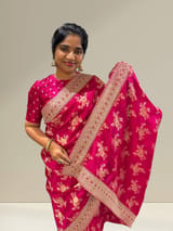 Pink Designer Banarasi Silk Saree