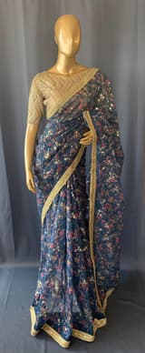 Organza printed Saree with sabhyasachi border