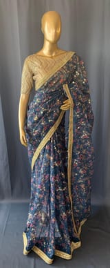 Organza printed Saree with sabhyasachi border